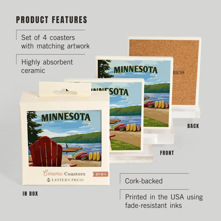 Roseville, Minnesota, Painterly, Lake Shore, Coasters Coasters Lantern Press 