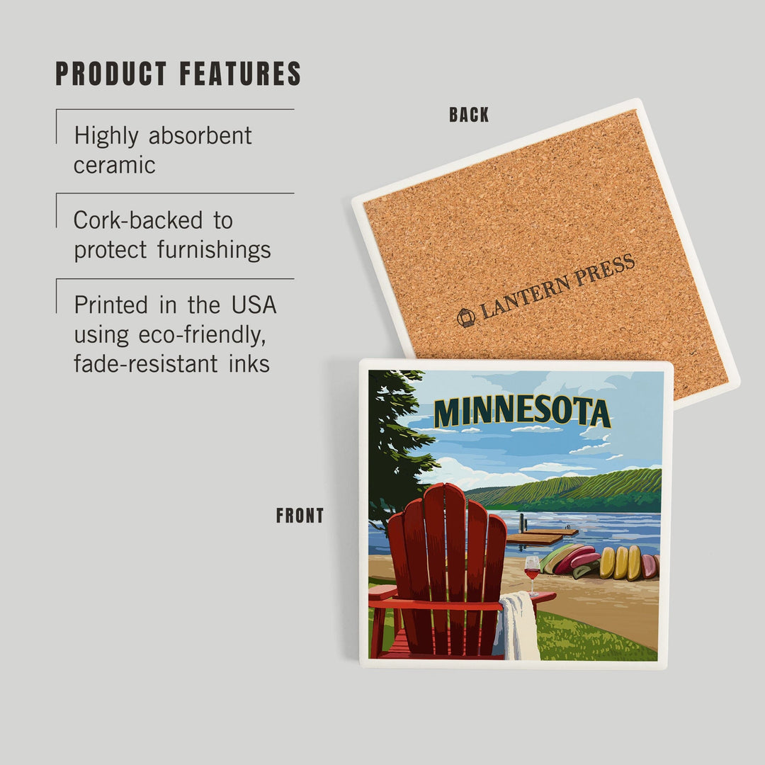 Roseville, Minnesota, Painterly, Lake Shore, Coasters Coasters Lantern Press 