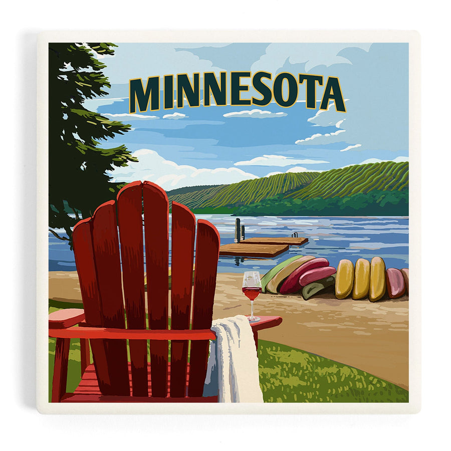 Roseville, Minnesota, Painterly, Lake Shore, Coasters Coasters Lantern Press 