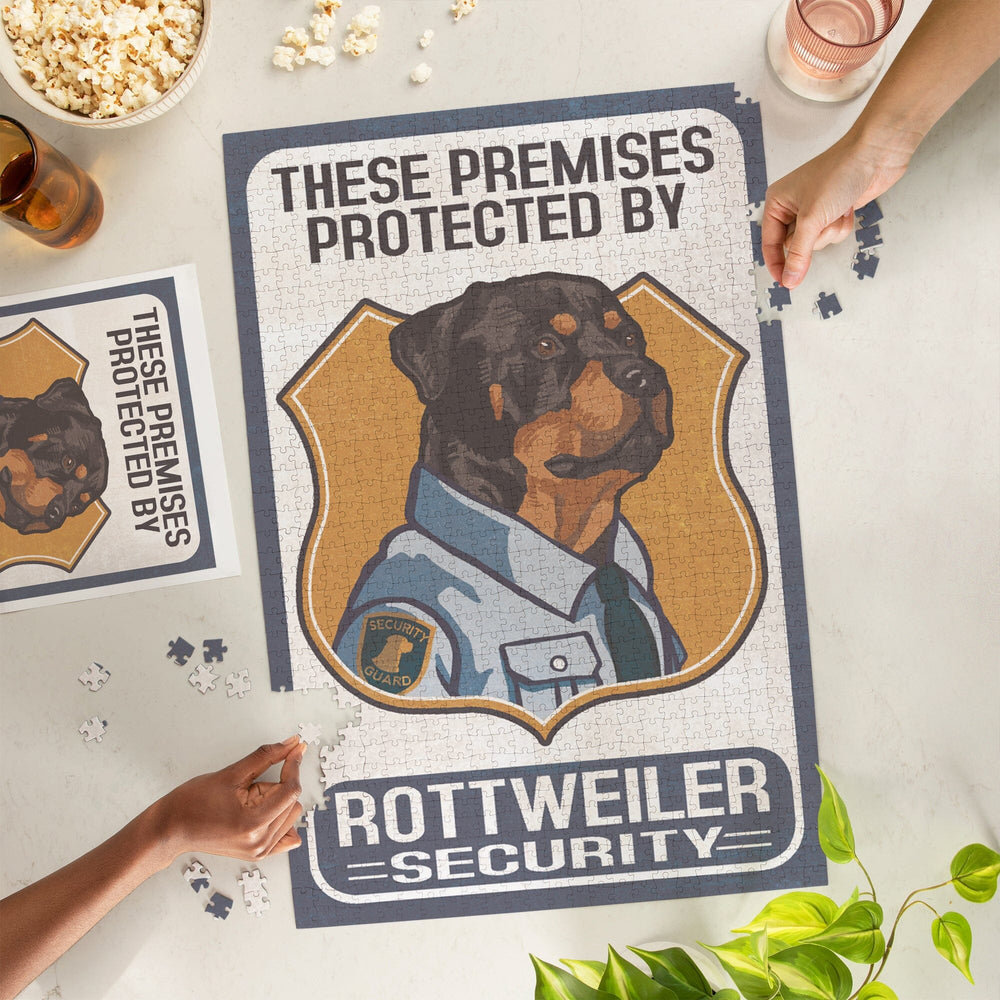 Rottweiler Security, Dog Sign, Jigsaw Puzzle Puzzle Lantern Press 