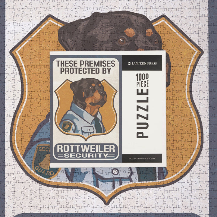 Rottweiler Security, Dog Sign, Jigsaw Puzzle Puzzle Lantern Press 
