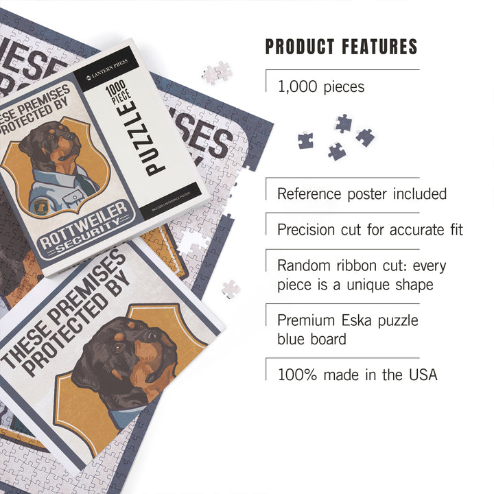 Rottweiler Security, Dog Sign, Jigsaw Puzzle Puzzle Lantern Press 
