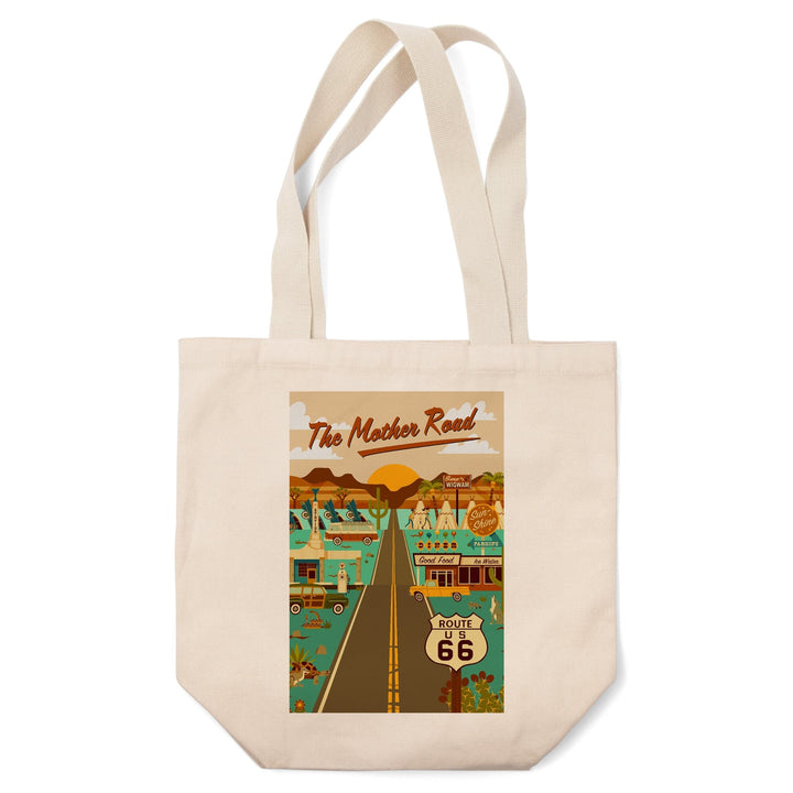 Route 66, Mother Road, Geometric, Tote Bag Totes Lantern Press 