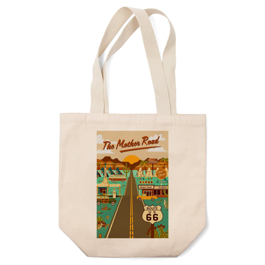 Route 66, Mother Road, Geometric, Tote Bag Totes Lantern Press 
