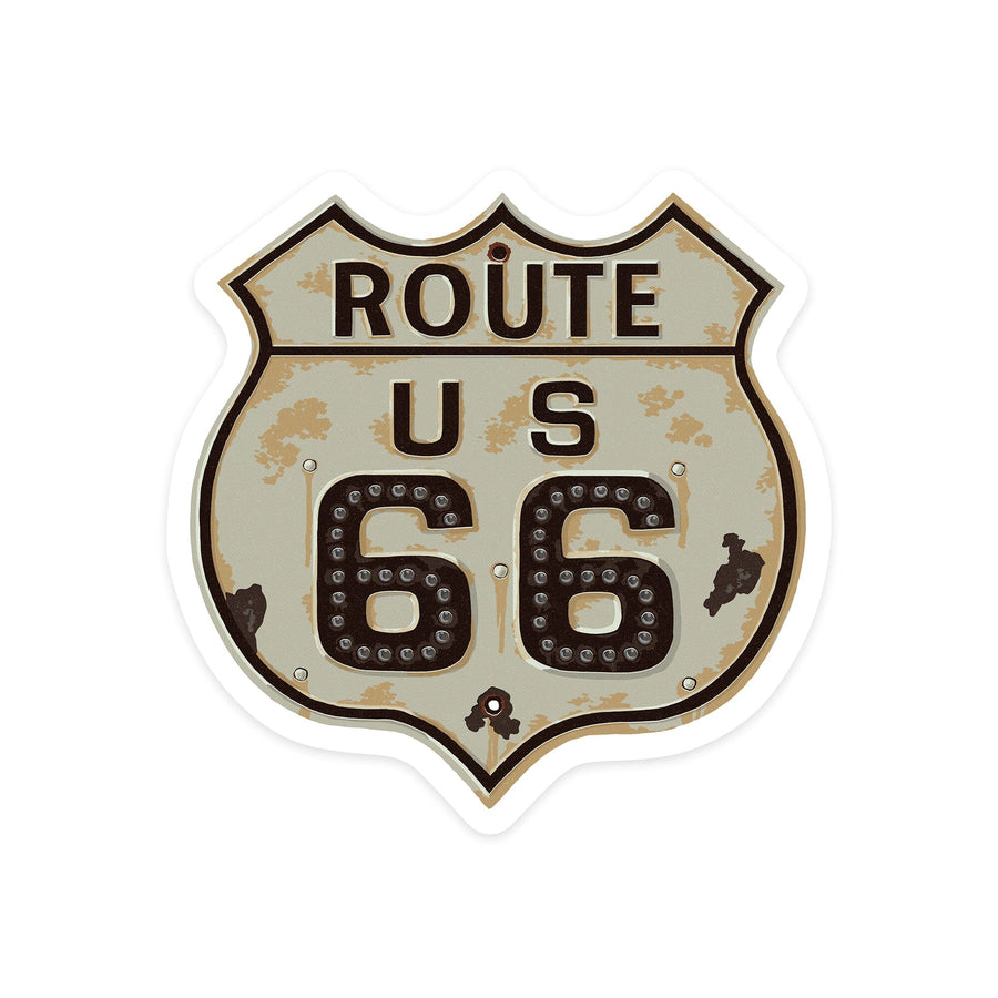 Route 66 Sign, Letterpress, Contour, Vinyl Sticker Sticker Lantern Press 