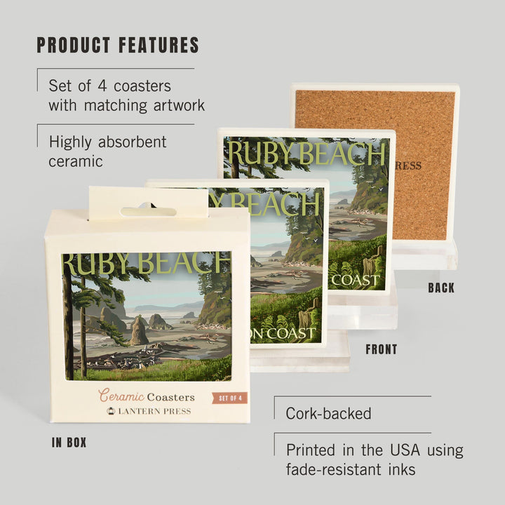 Ruby Beach, Washington Coast, Coasters Coasters Lantern Press 