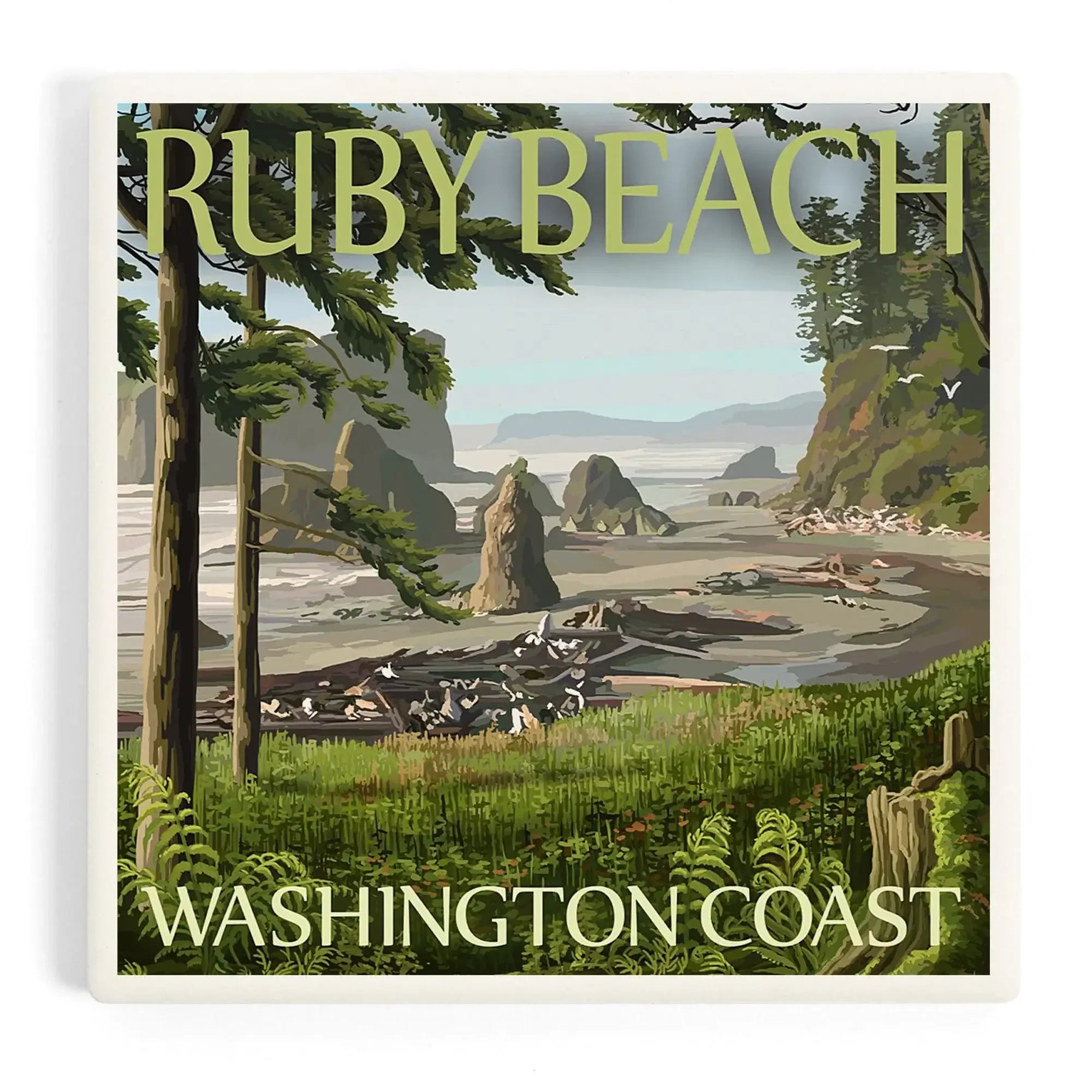 Ruby Beach, Washington Coast ceramic coaster set – Lantern Press