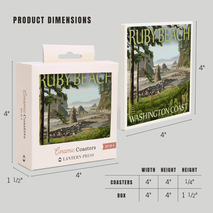 Ruby Beach, Washington Coast, Coasters Coasters Lantern Press 