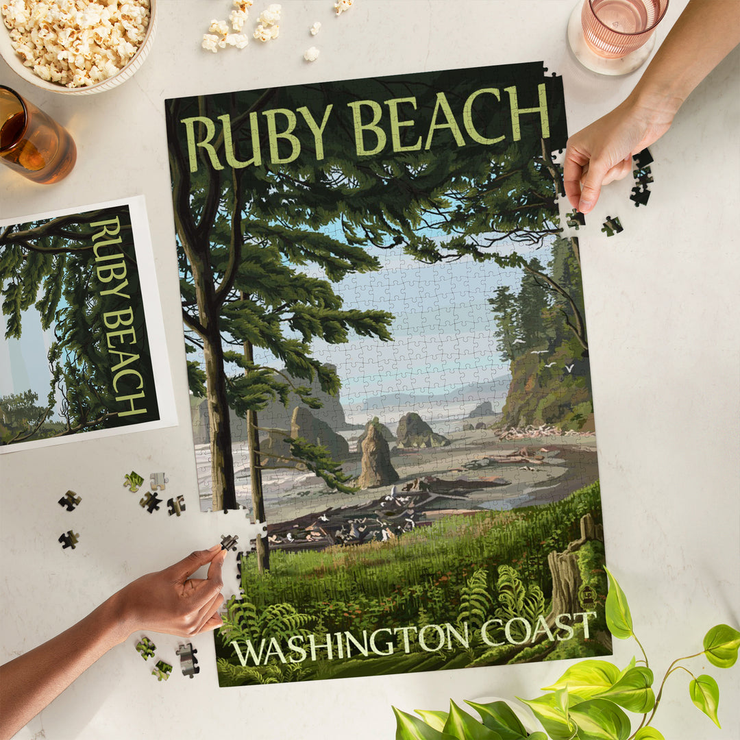 Ruby Beach, Washington Coast, Jigsaw Puzzle Puzzle Lantern Press 