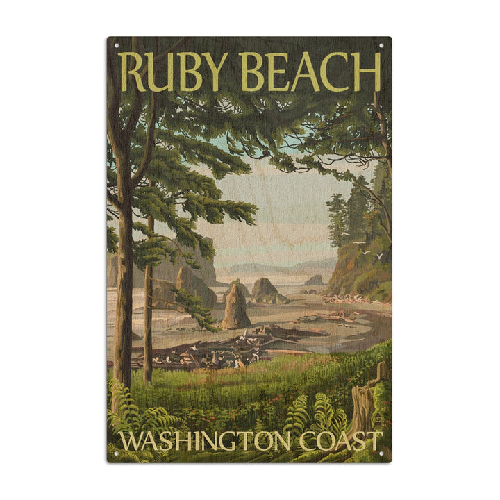 Ruby Beach, Washington Coast, Lantern Press Artwork, Wood Signs and Postcards Wood Lantern Press 10 x 15 Wood Sign 