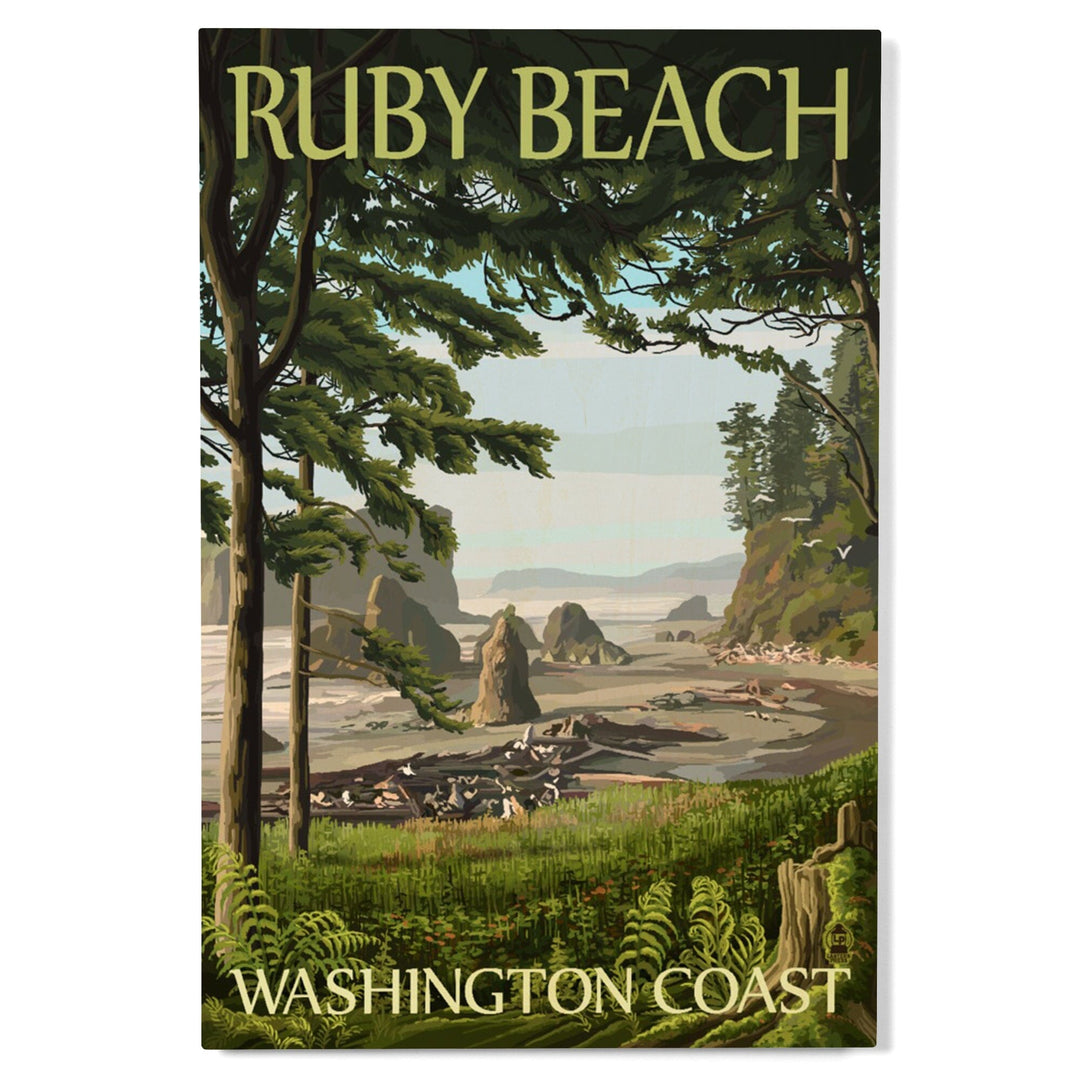 Ruby Beach, Washington Coast, Lantern Press Artwork, Wood Signs and Postcards Wood Lantern Press 