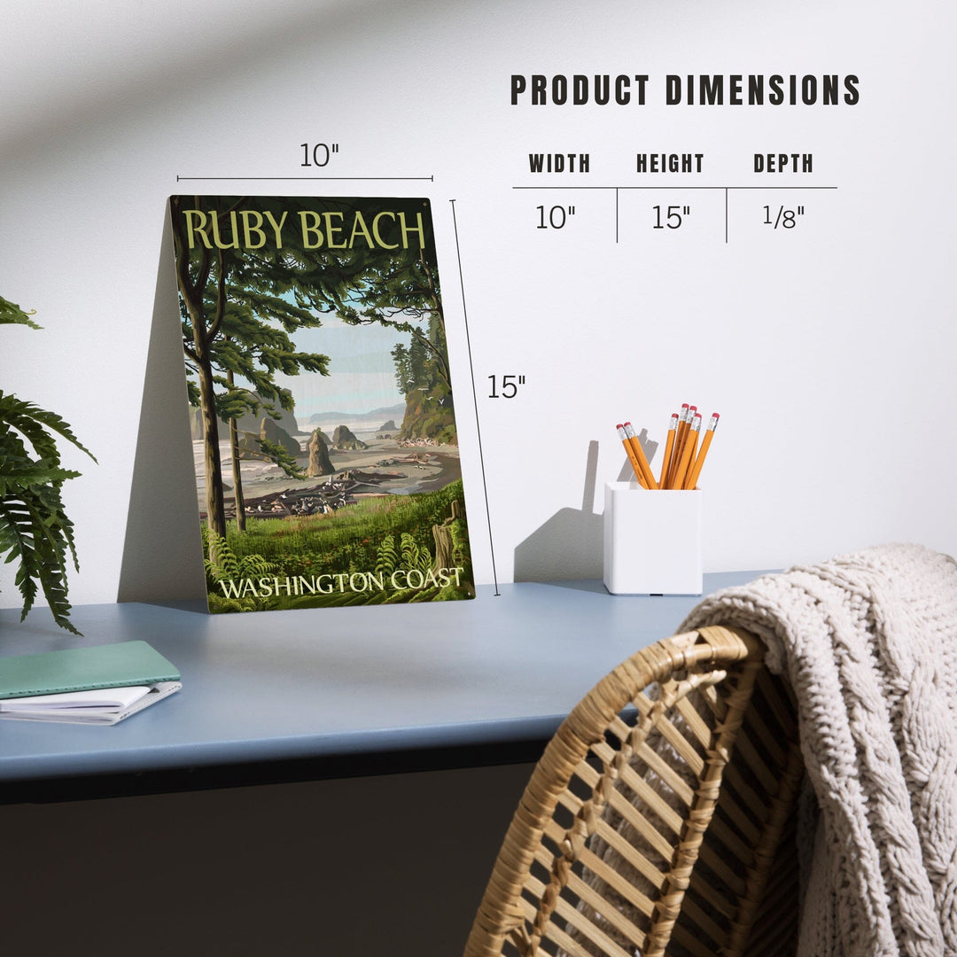 Ruby Beach, Washington Coast, Lantern Press Artwork, Wood Signs and Postcards Wood Lantern Press 