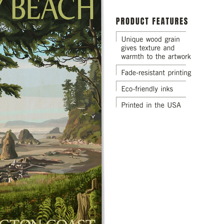 Ruby Beach, Washington Coast, Lantern Press Artwork, Wood Signs and Postcards Wood Lantern Press 