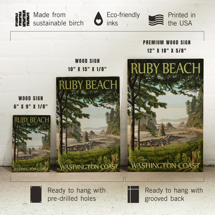 Ruby Beach, Washington Coast, Lantern Press Artwork, Wood Signs and Postcards Wood Lantern Press 