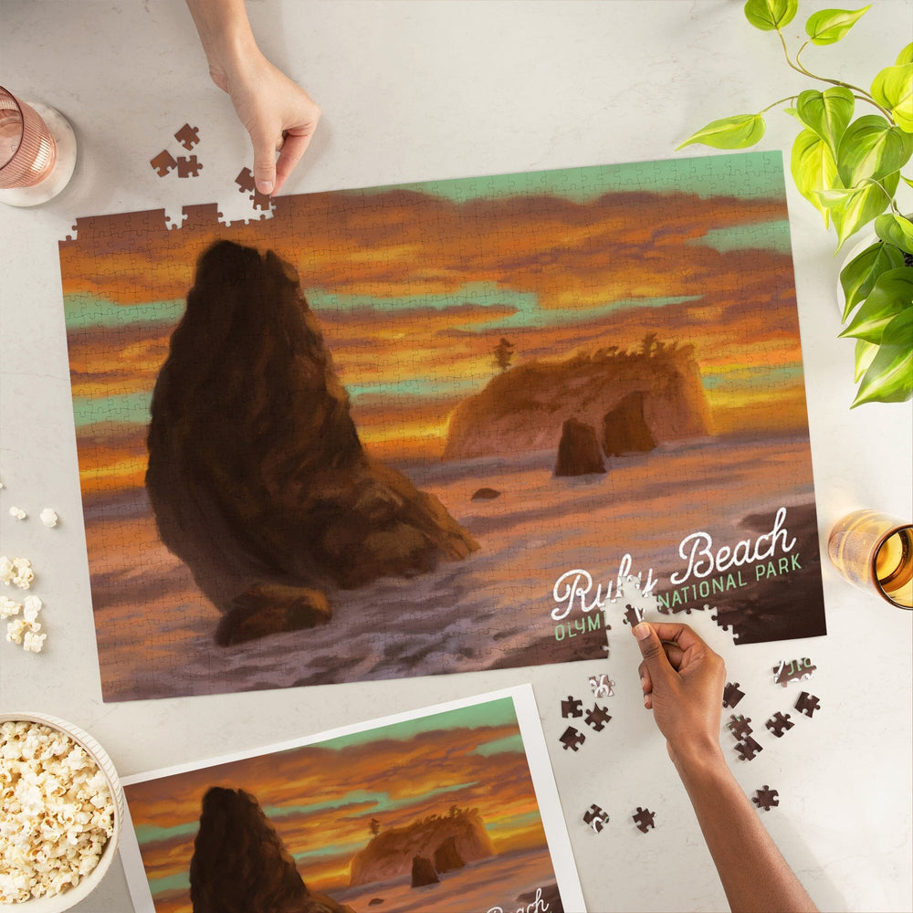 Ruby Beach, Washington, Oil Painting, Jigsaw Puzzle Puzzle Lantern Press 