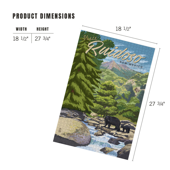 Ruidoso, New Mexico, Black Bears and Stream, Jigsaw Puzzle Puzzle Lantern Press 