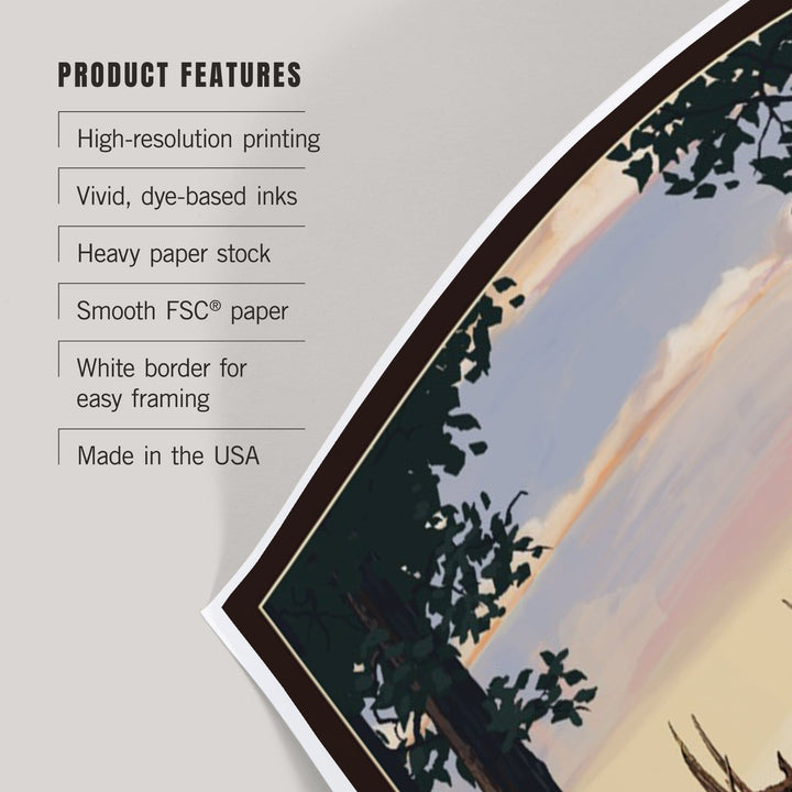 Ruidoso, New Mexico, Deer and Sunrise, Art & Giclee Prints Art Lantern Press 