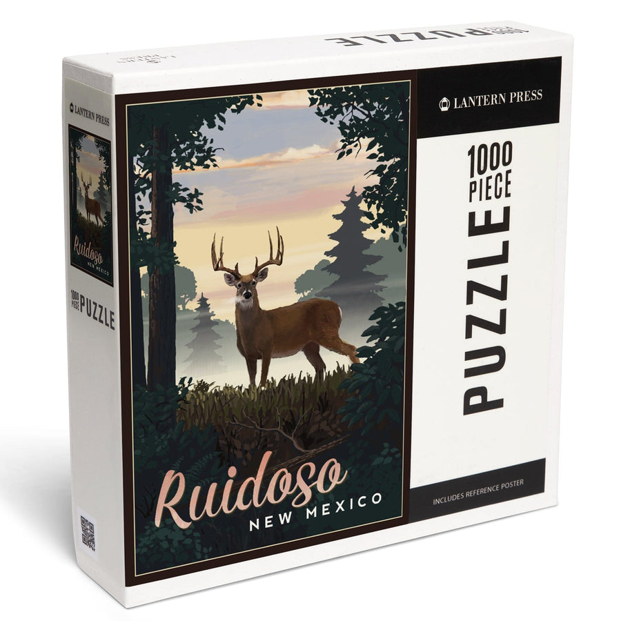 Ruidoso, New Mexico, Deer and Sunrise, Jigsaw Puzzle Puzzle Lantern Press 