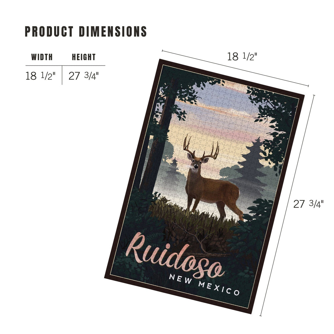Ruidoso, New Mexico, Deer and Sunrise, Jigsaw Puzzle Puzzle Lantern Press 