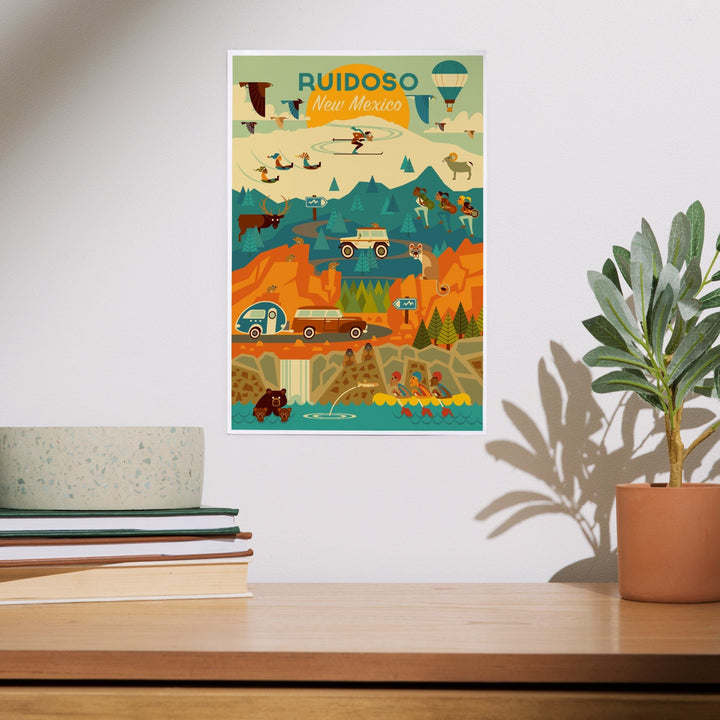 Ruidoso, New Mexico, Geometric, Mountain, Art & Giclee Prints Art Lantern Press 