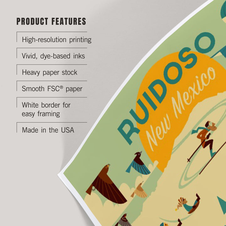 Ruidoso, New Mexico, Geometric, Mountain, Art & Giclee Prints Art Lantern Press 