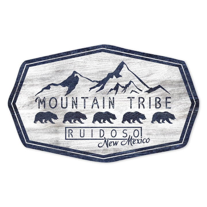 Ruidoso, New Mexico, Mountain Tribe, Grizzly Bear and Mountains, Rustic, Contour, Vinyl Sticker Sticker Lantern Press 