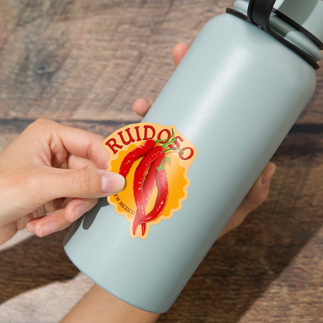 Ruidoso, New Mexico, Red Chiles, Letterpress, Contour, Lantern Press Artwork, Vinyl Sticker Sticker Lantern Press 