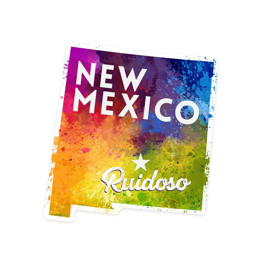 Ruidoso, New Mexico, State Abstract Watercolor, Contour, Vinyl Sticker Sticker Lantern Press 