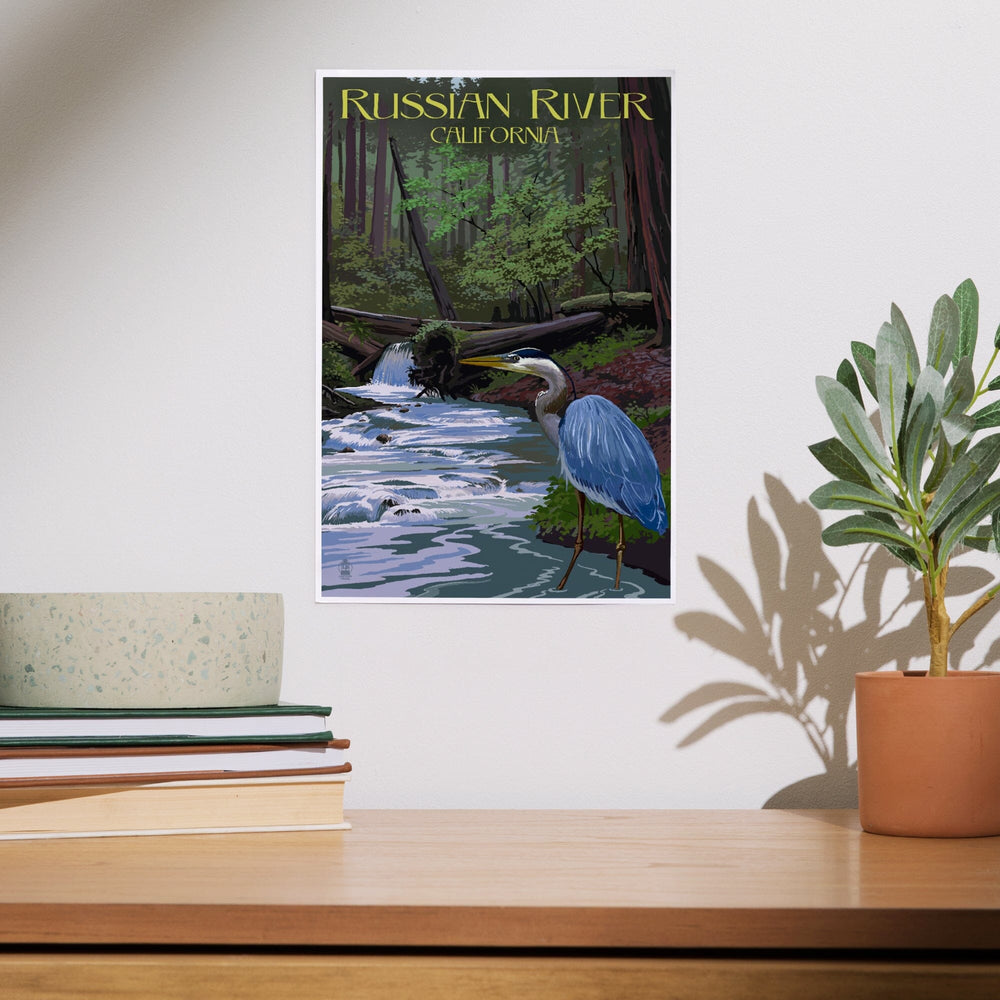 Russian River, California, Blue Heron, Art & Giclee Prints Art Lantern Press 