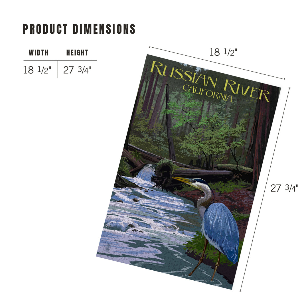 Russian River, California, Blue Heron, Jigsaw Puzzle Puzzle Lantern Press 