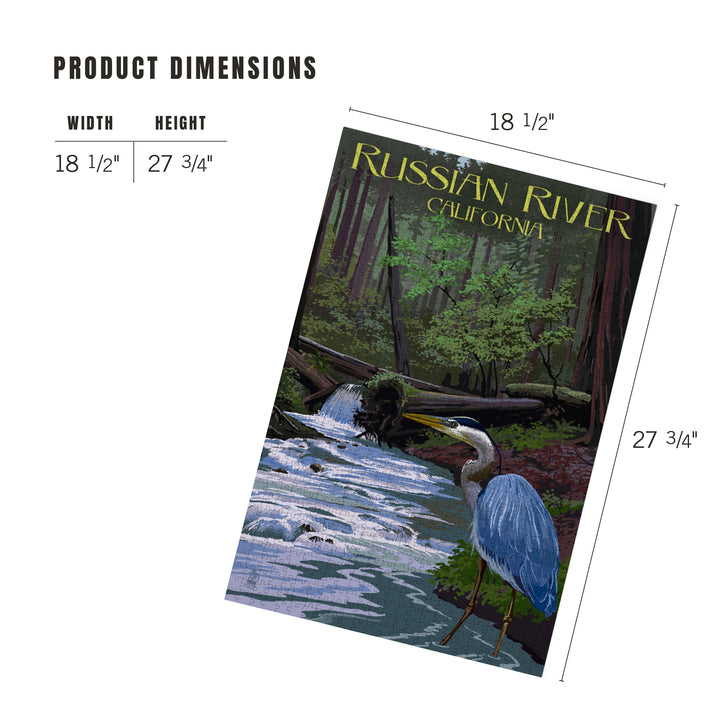 Russian River, California, Blue Heron, Jigsaw Puzzle Puzzle Lantern Press 