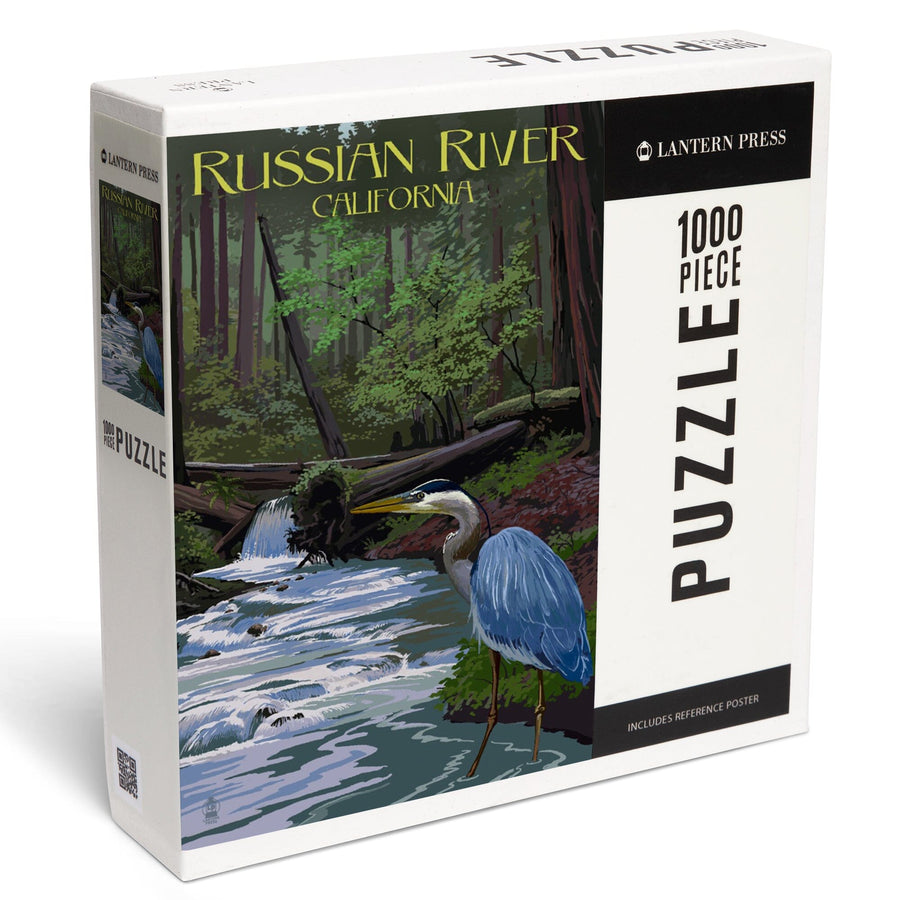 Russian River, California, Blue Heron, Jigsaw Puzzle Puzzle Lantern Press 