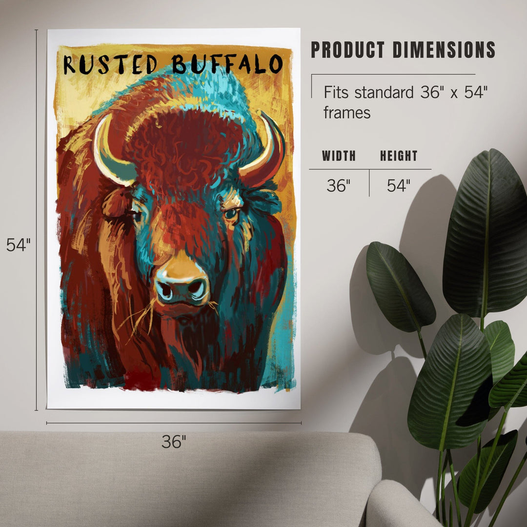 Rusted Buffalo, Bison, Vivid, Art & Giclee Prints Art Lantern Press 