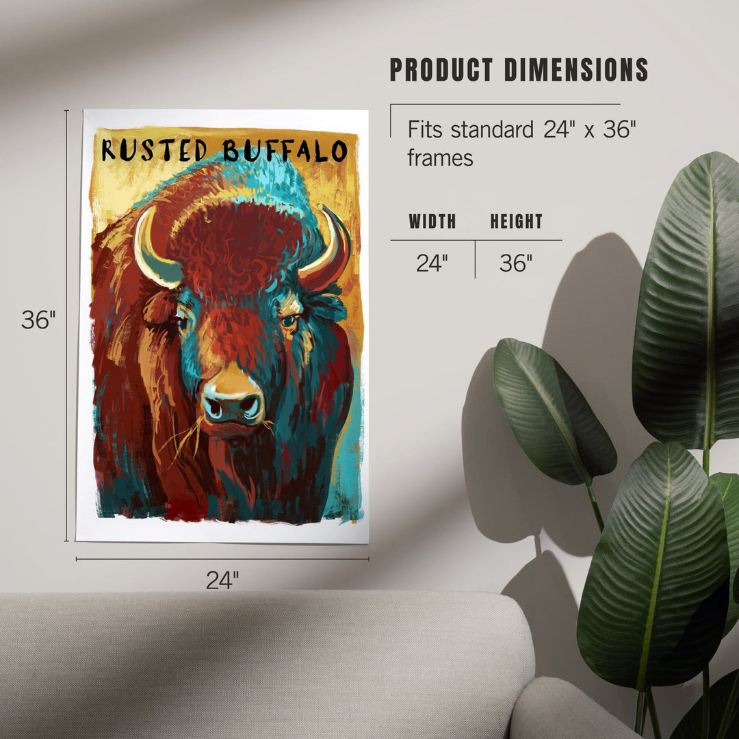 Rusted Buffalo, Bison, Vivid, Art & Giclee Prints Art Lantern Press 