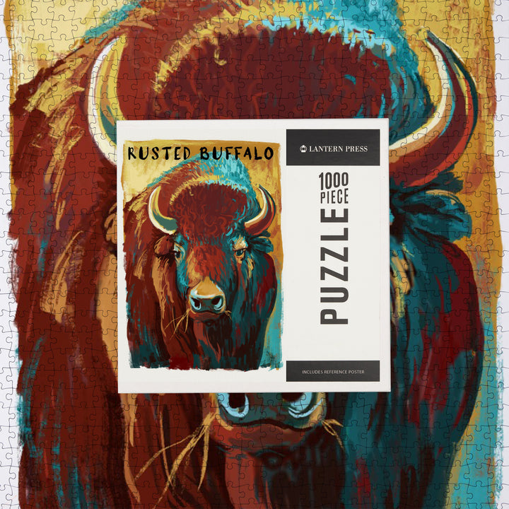 Rusted Buffalo, Bison, Vivid, Jigsaw Puzzle Puzzle Lantern Press 