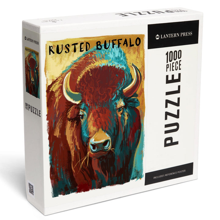 Rusted Buffalo, Bison, Vivid, Jigsaw Puzzle Puzzle Lantern Press 