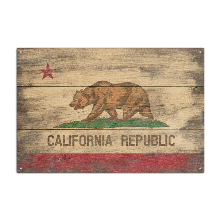 Rustic California State Flag, Lantern Press Artwork, Wood Signs and Postcards Wood Lantern Press 10 x 15 Wood Sign 