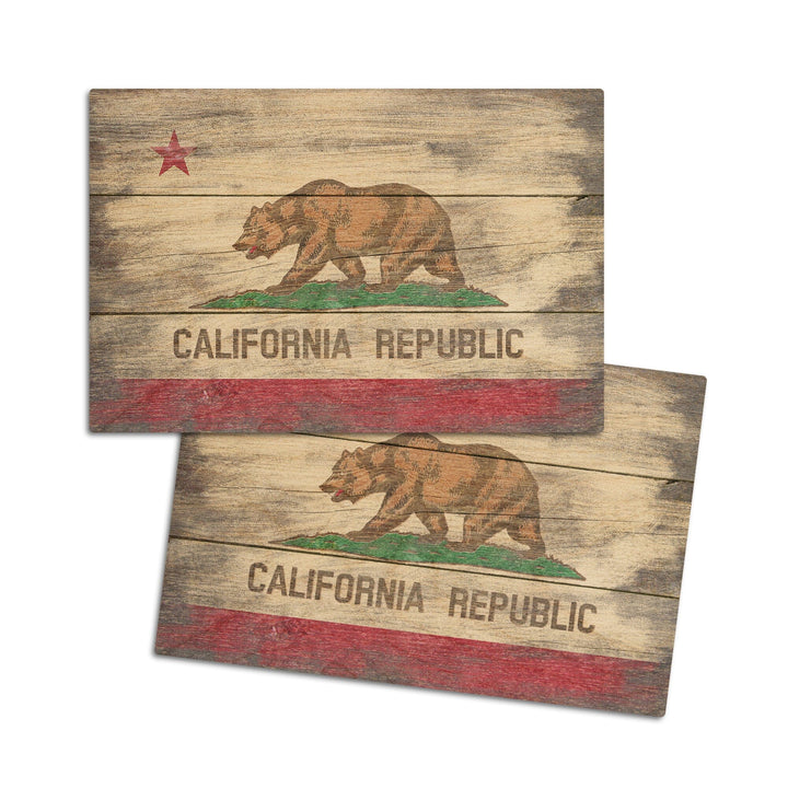 Rustic California State Flag, Lantern Press Artwork, Wood Signs and Postcards Wood Lantern Press 4x6 Wood Postcard Set 