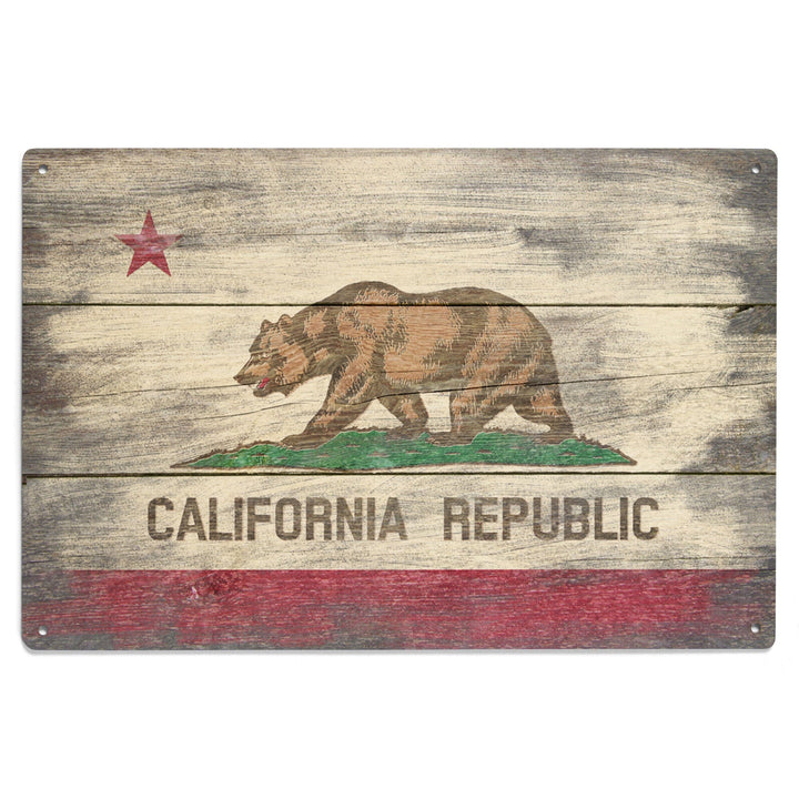 Rustic California State Flag, Lantern Press Artwork, Wood Signs and Postcards Wood Lantern Press 