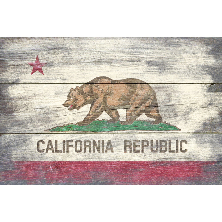 Rustic California State Flag, Stretched Canvas Canvas Lantern Press 