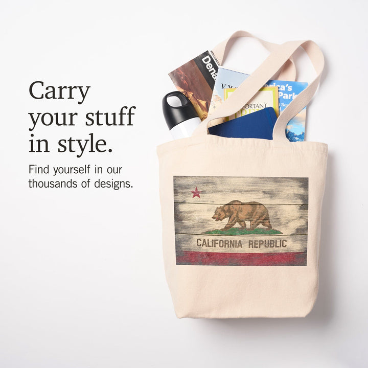 Rustic California State Flag, Tote Bag Totes Lantern Press 
