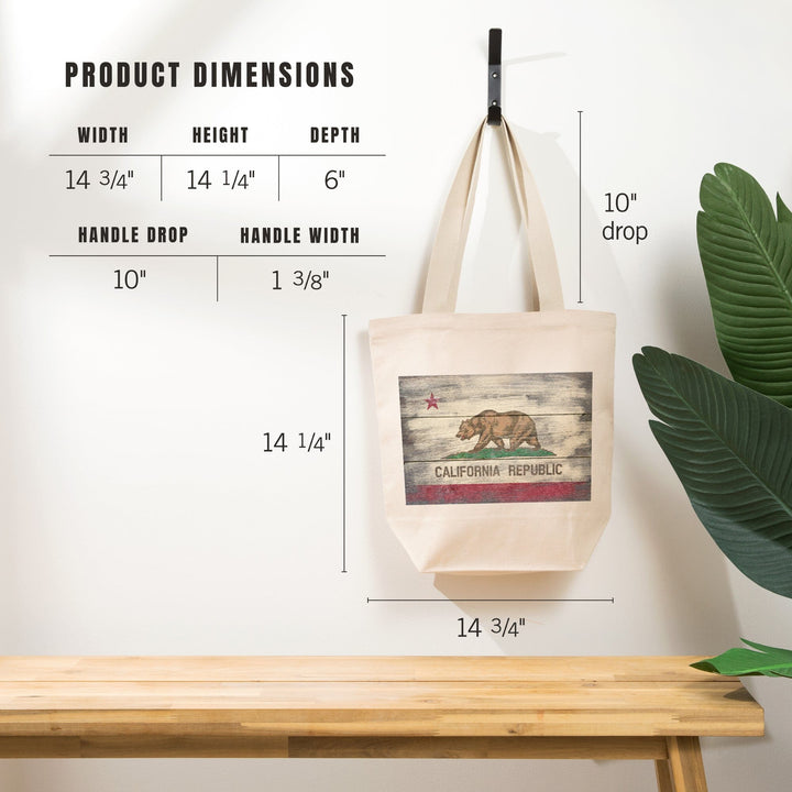Rustic California State Flag, Tote Bag Totes Lantern Press 