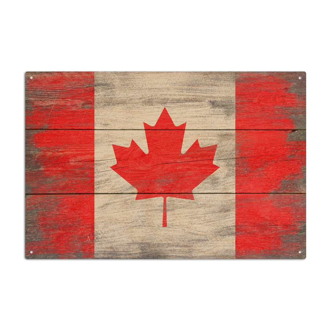 Rustic Canada Country Flag, Lantern Press Artwork, Wood Signs and Postcards Wood Lantern Press 10 x 15 Wood Sign 