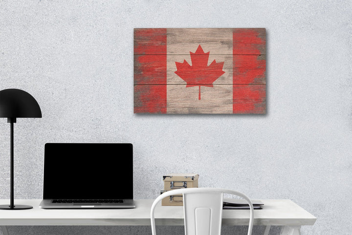 Rustic Canada Country Flag, Lantern Press Artwork, Wood Signs and Postcards Wood Lantern Press 12 x 18 Wood Gallery Print 