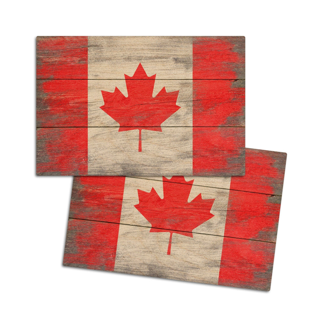Rustic Canada Country Flag, Lantern Press Artwork, Wood Signs and Postcards Wood Lantern Press 4x6 Wood Postcard Set 