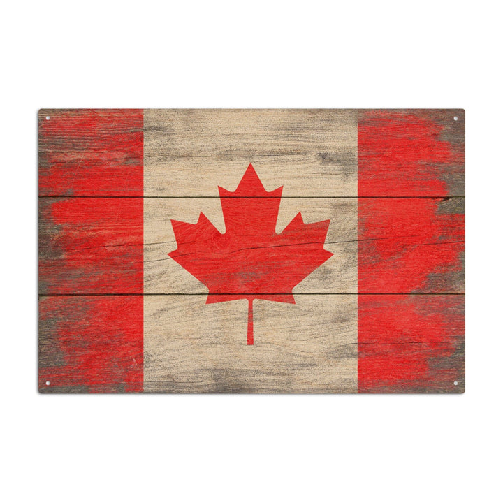 Rustic Canada Country Flag, Lantern Press Artwork, Wood Signs and Postcards Wood Lantern Press 6x9 Wood Sign 