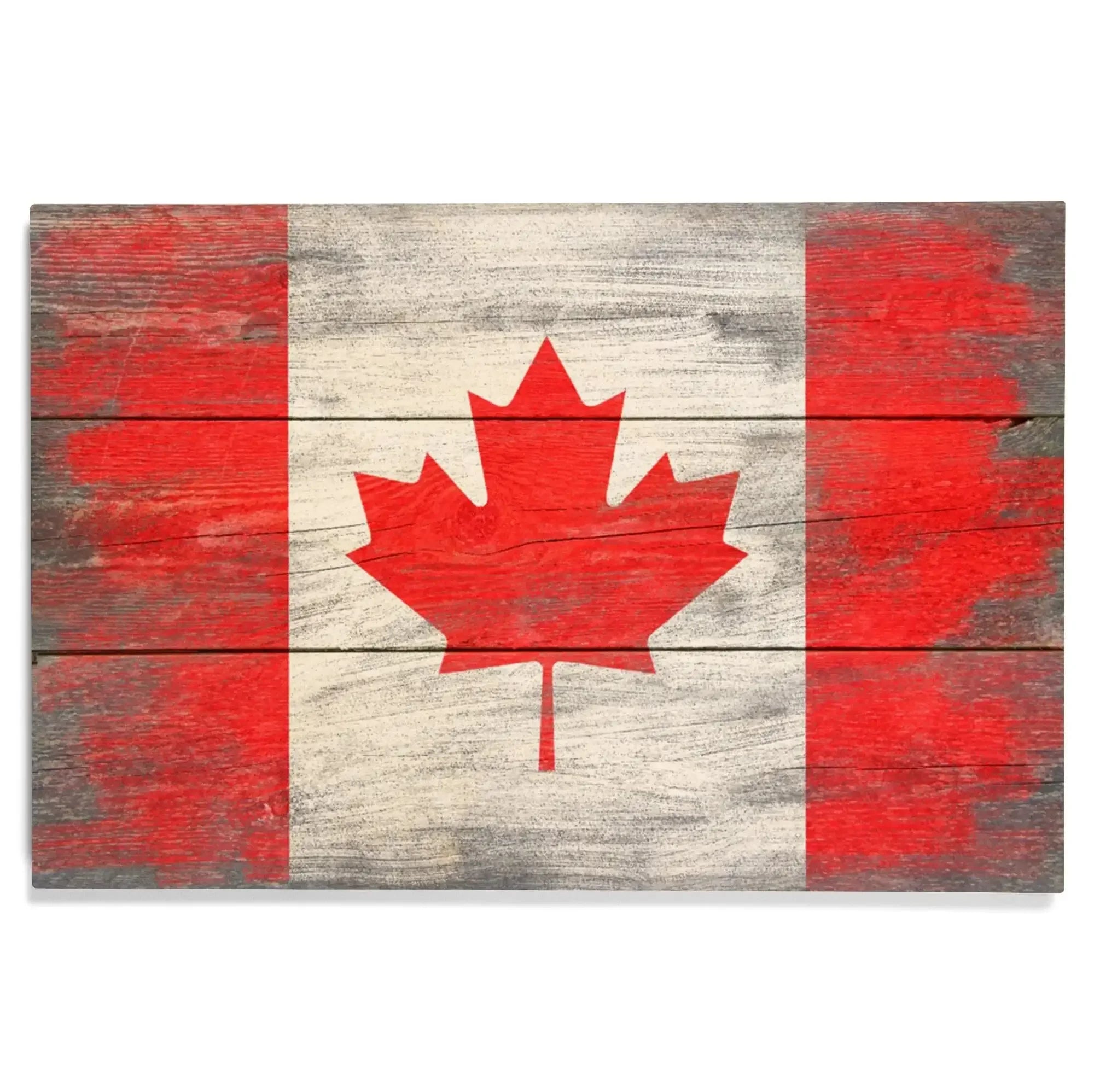 Rustic Canada Country Flag, Lantern Press Artwork, Wood Signs and Post