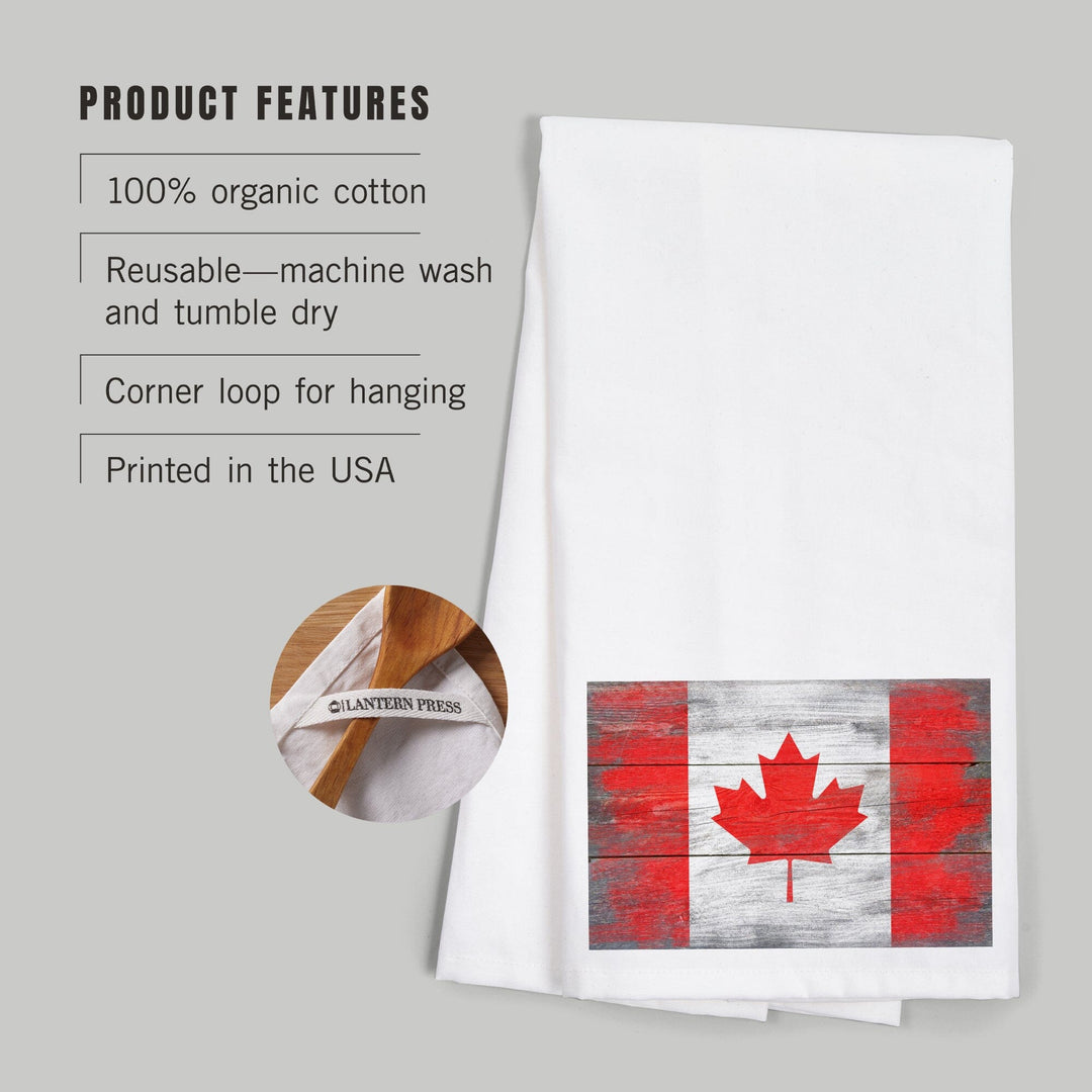 Rustic Canada Country Flag, Organic Cotton Kitchen Tea Towels Kitchen Lantern Press 