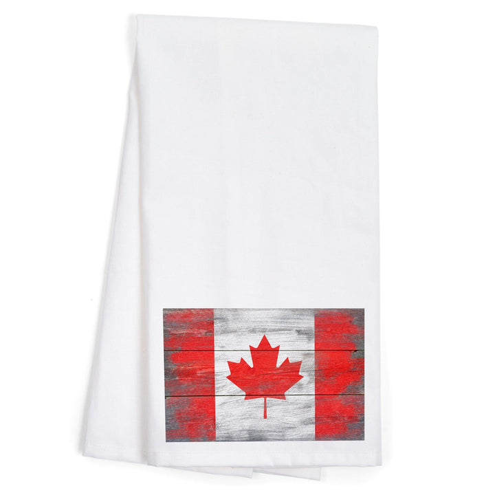 Rustic Canada Country Flag, Organic Cotton Kitchen Tea Towels Kitchen Lantern Press 