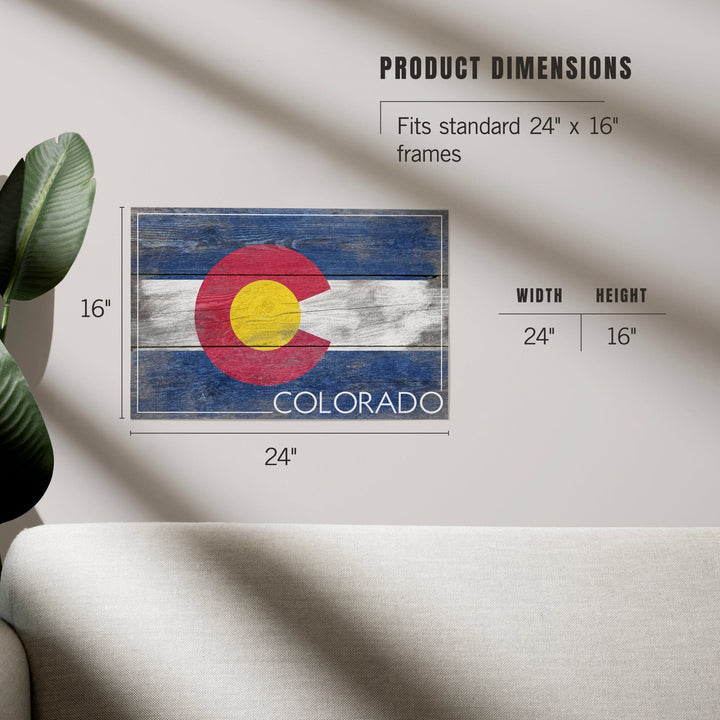 Rustic Colorado State Flag, Art & Giclee Prints Art Lantern Press 